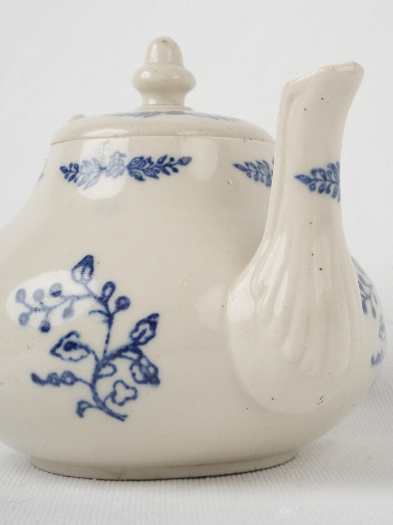 Antique artisanal blue & white teapot