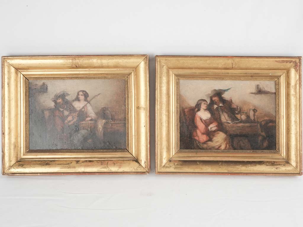 Classic walnut wood framed paintings