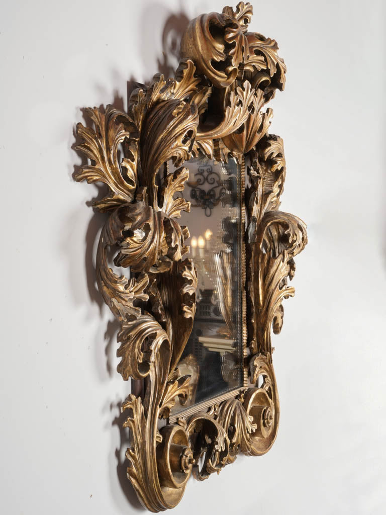 Ornate vintage carved acanthus wall mirror