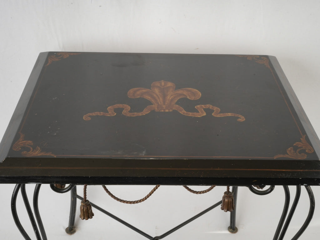 Artistic motif wooden side table  