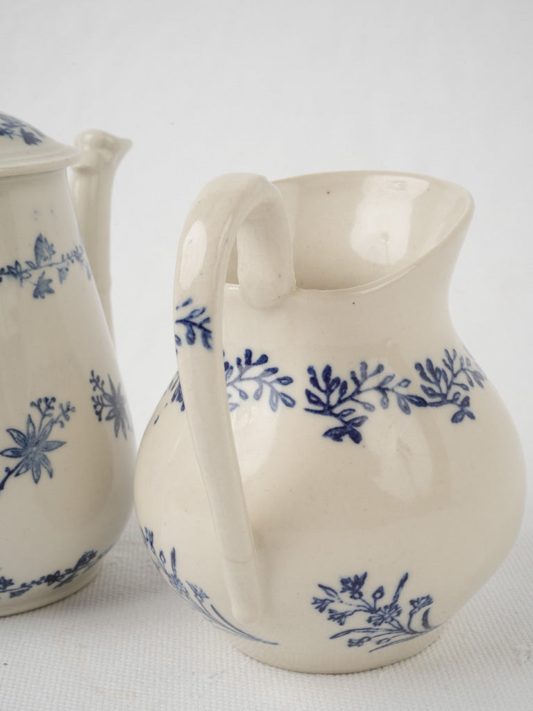 Intricate Blue Floral Pottery Ensemble