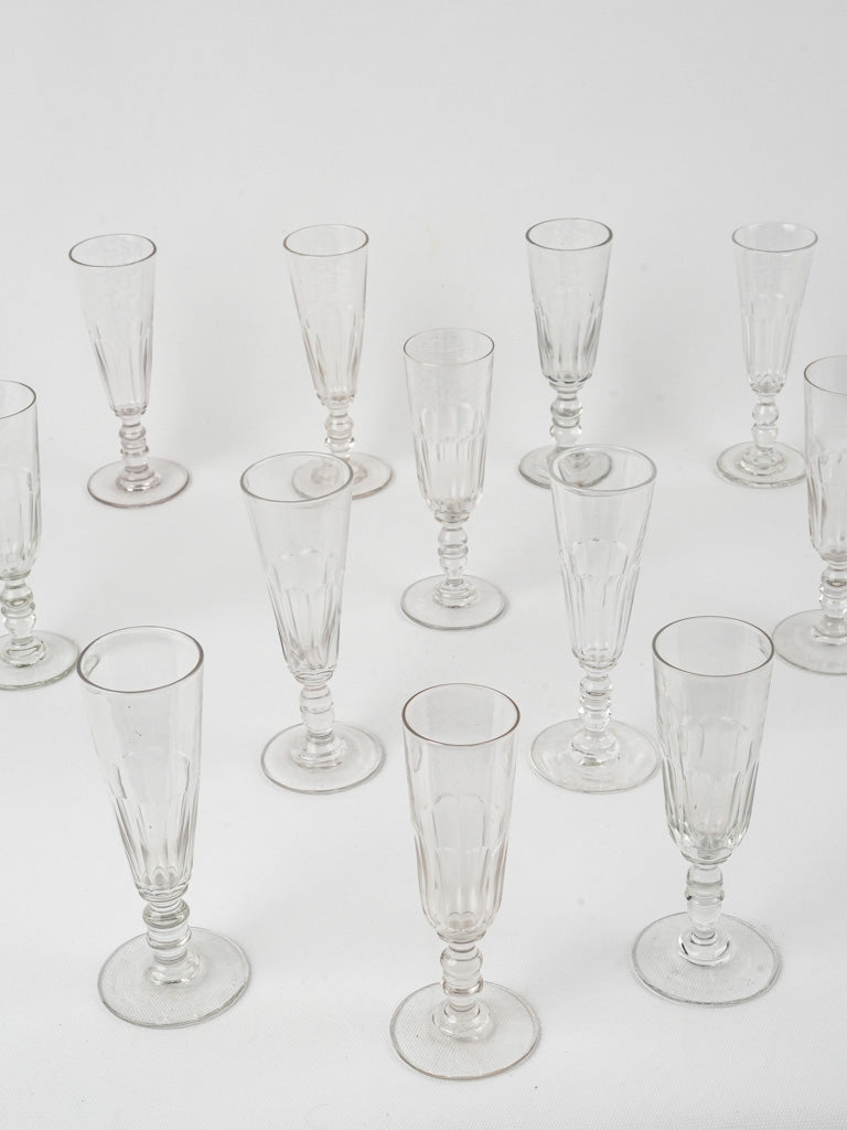 Elegant 19th-century French crystal flutes