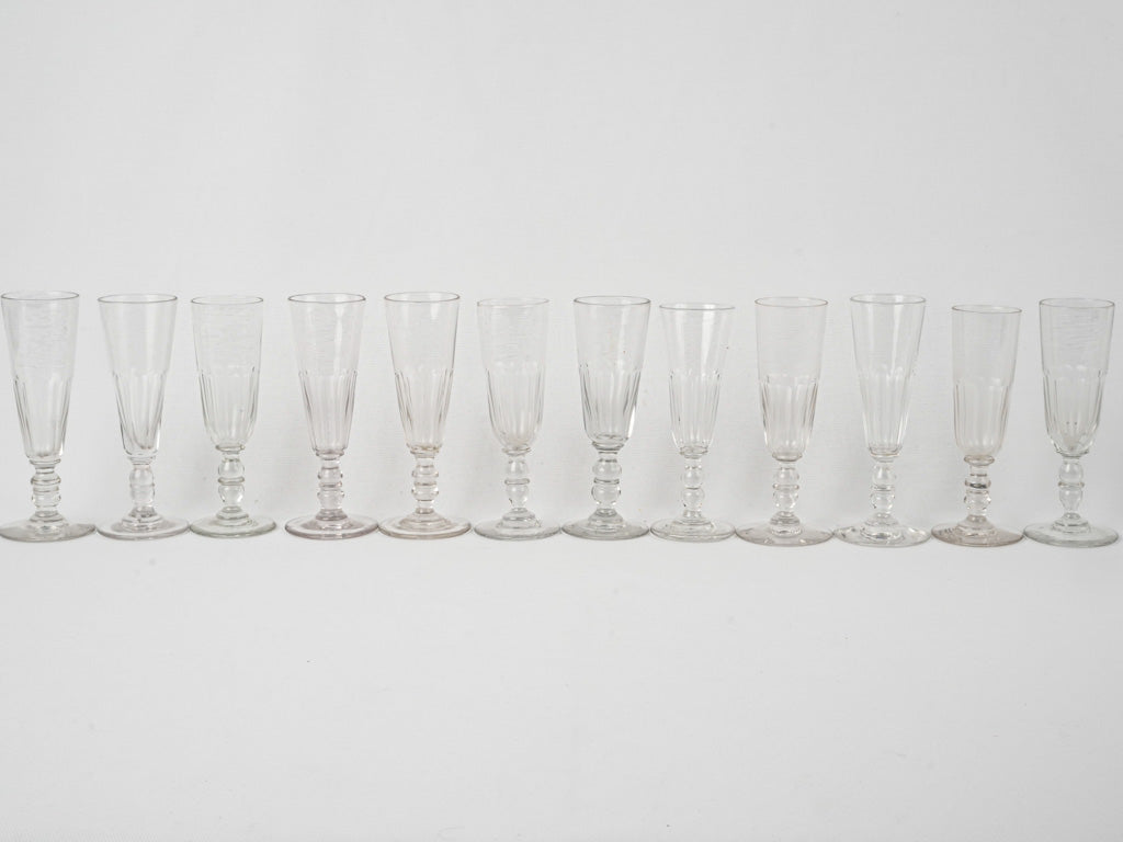 Antique French champagne glass set