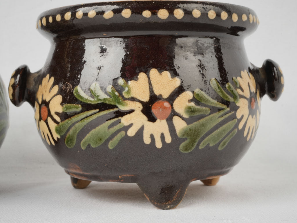 Floral Savoyard Slipware Sugar Pot