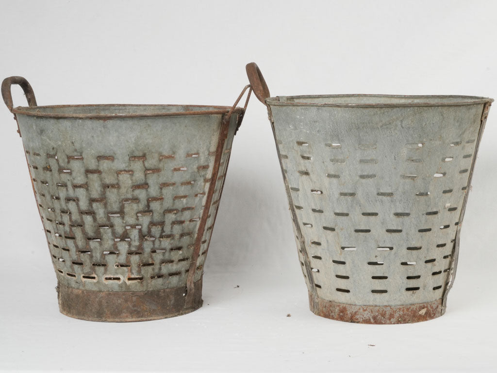 Aged French countryside olive baskets