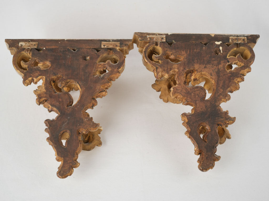 Vintage asymmetrical scrolling acanthus leaf shelves