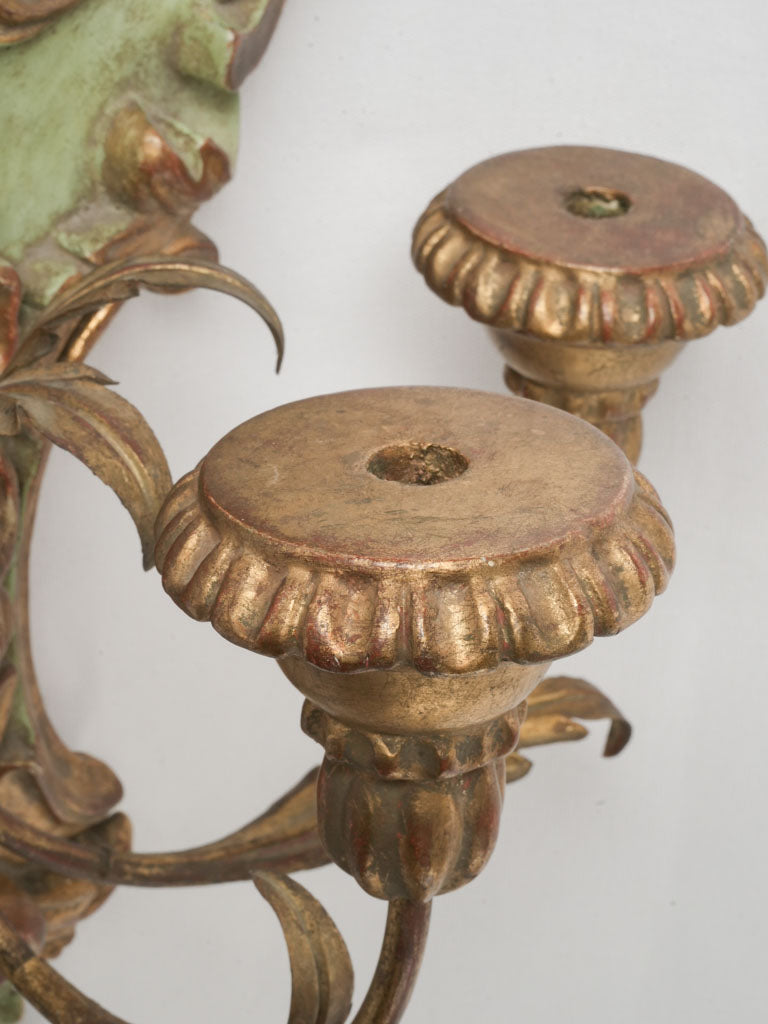 Timeworn gilded Italian wall sconce