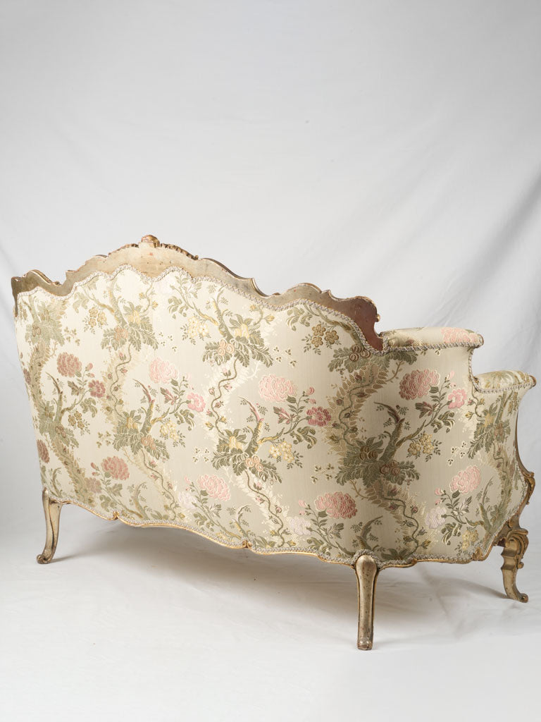 Sturdy beige silk Louis XV settee