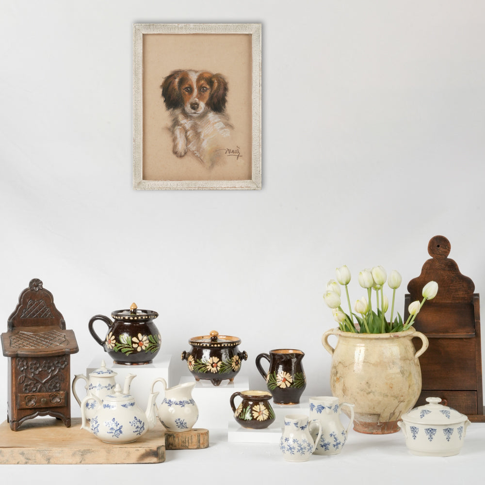 Charming French Earthenware Coffee Pitchers