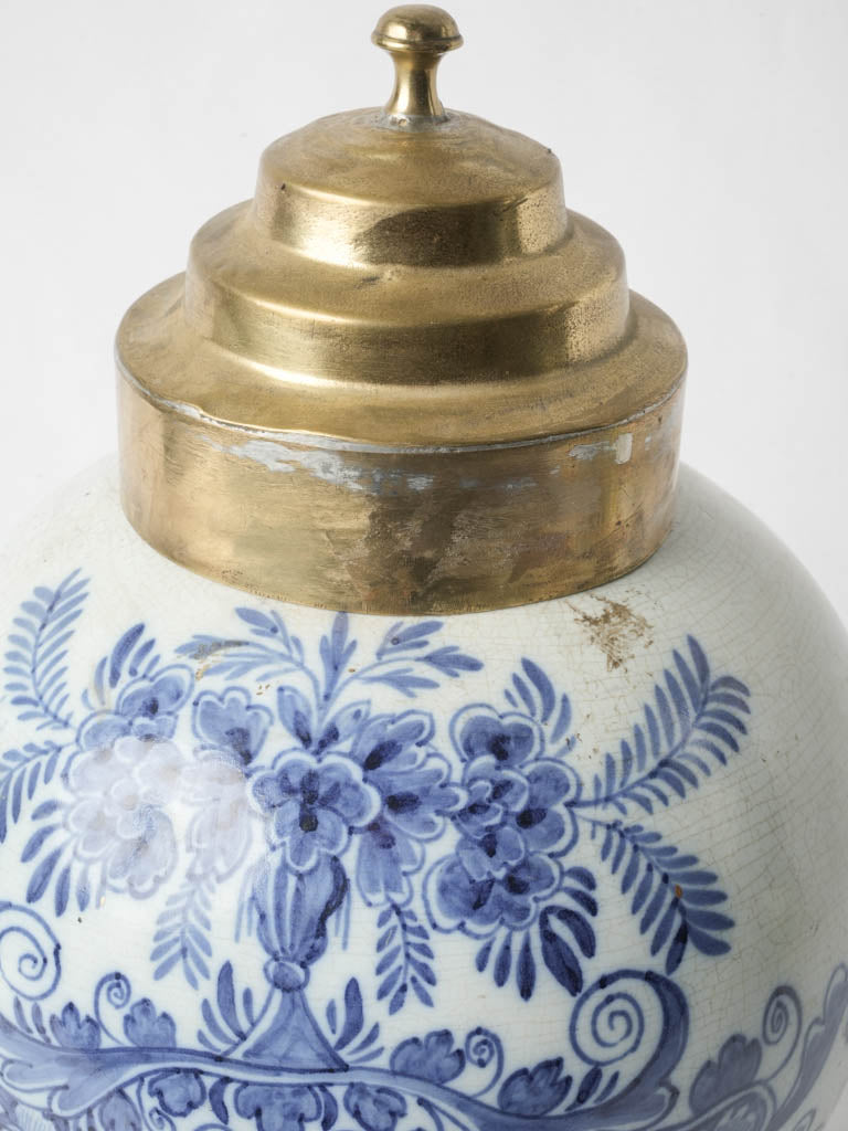 Elegant brass-lidded storage jar  