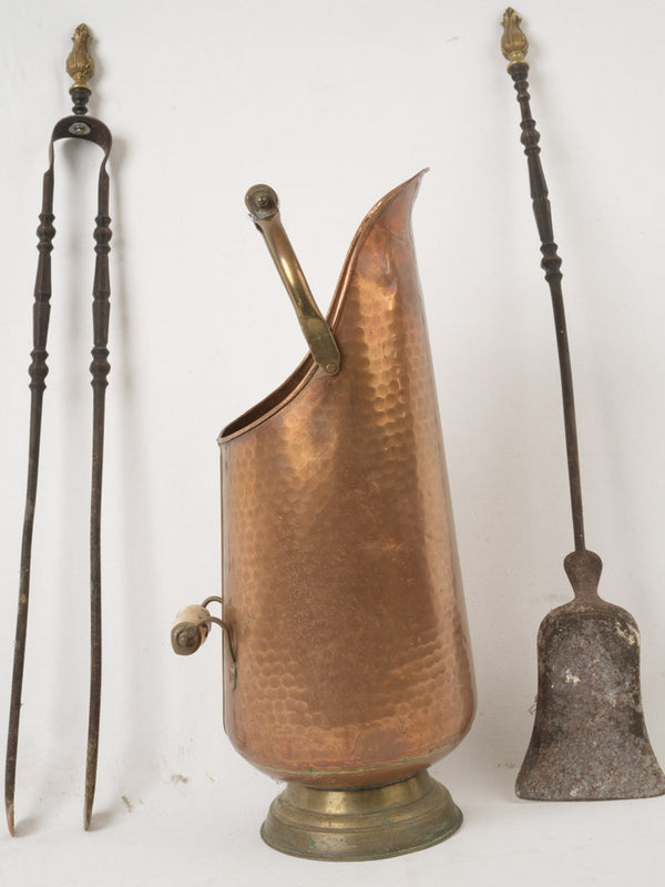 Antique Copper and Brass Fireplace Set - 18½"