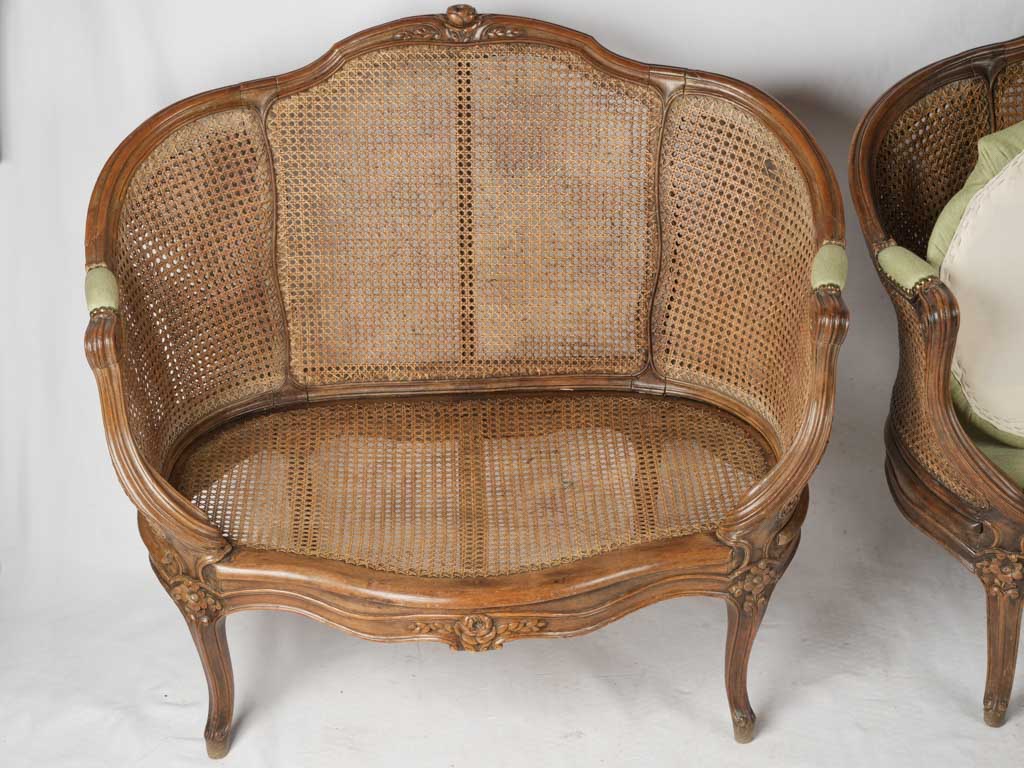 Country-style wooden frame settees