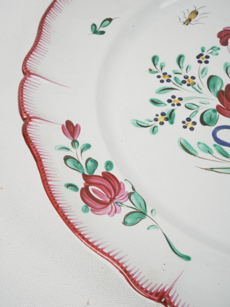 Vintage rustic rooster-themed ceramic platter