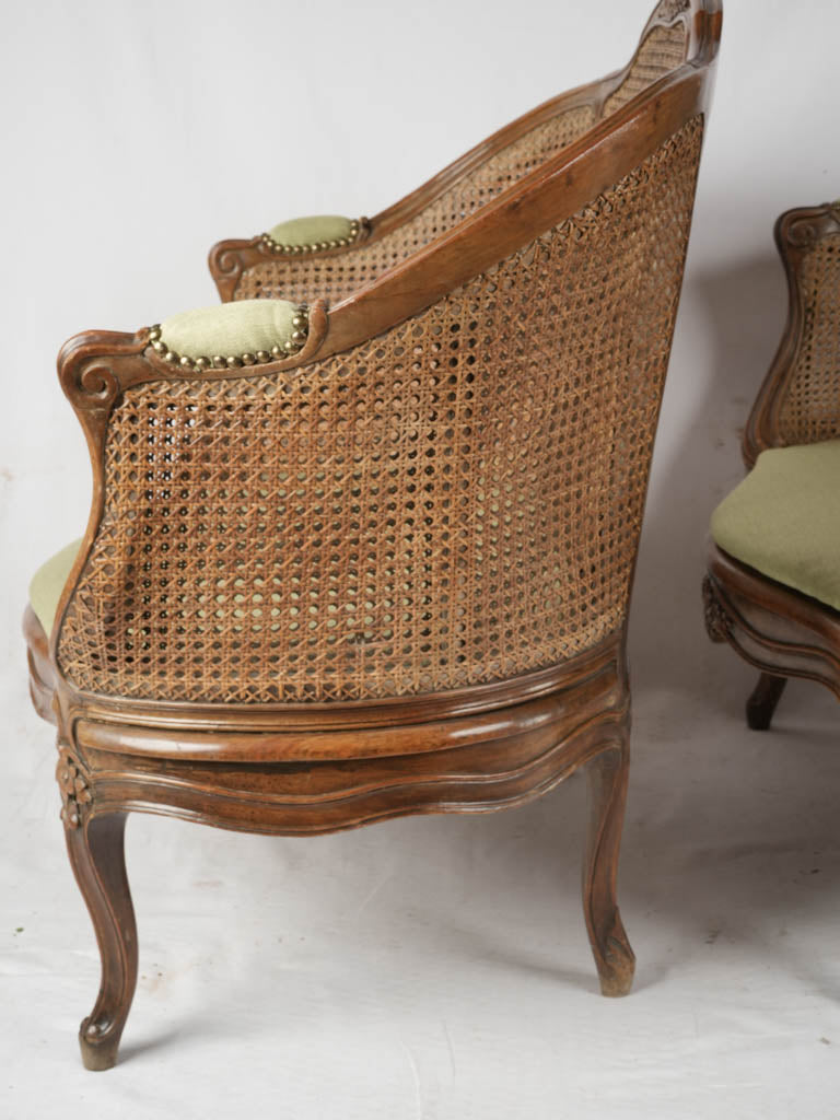 French style caned settees