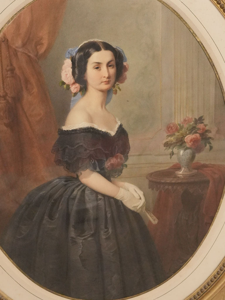 Delicate 19th-century framed watercolor artwork