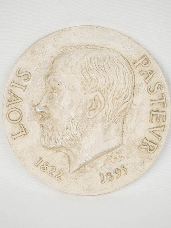 Vintage plaster medallion of Louis Pasteur