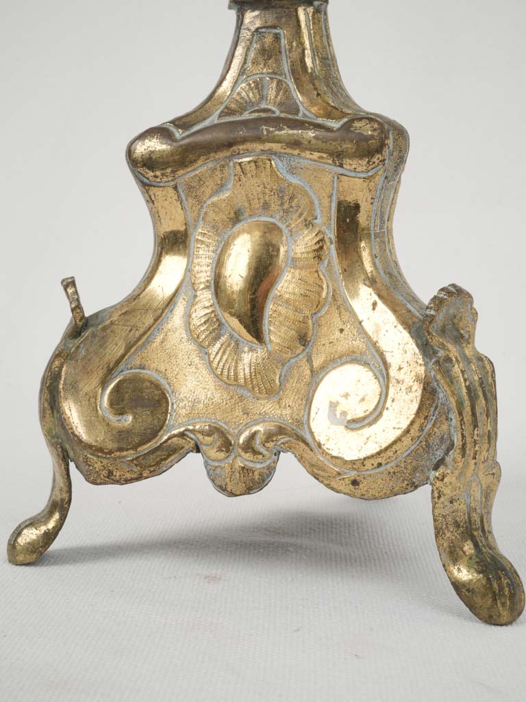 Gilded, Historical, Fluted, Brass Candle Holder