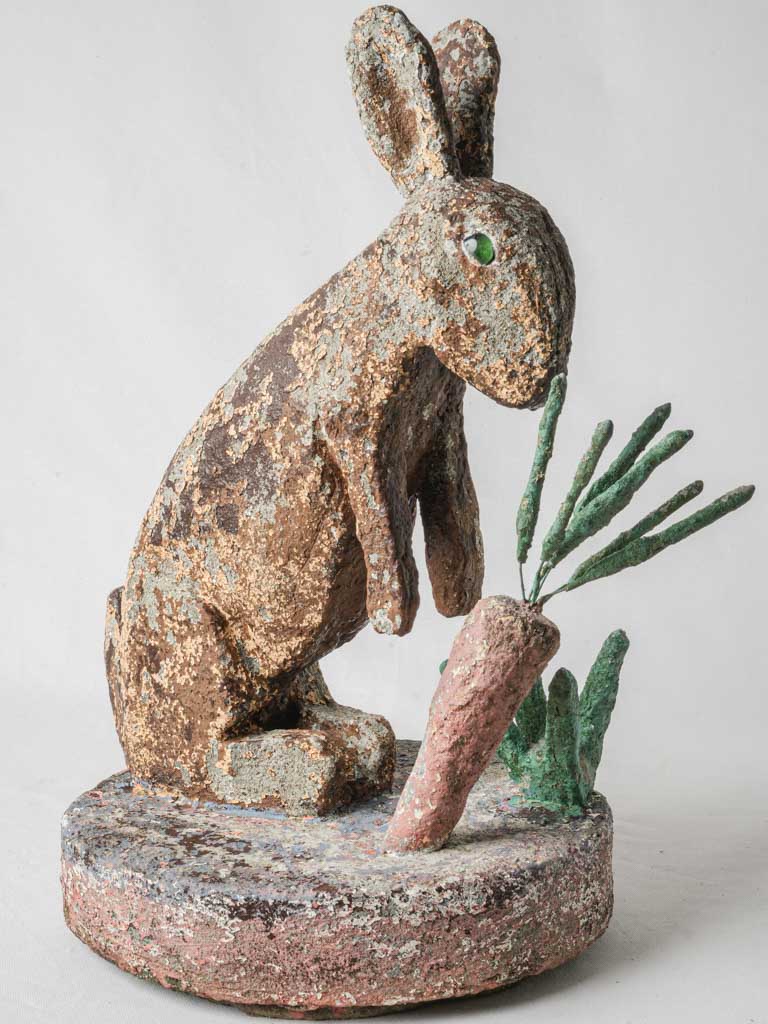 Vintage folk-art rabbit sculpture