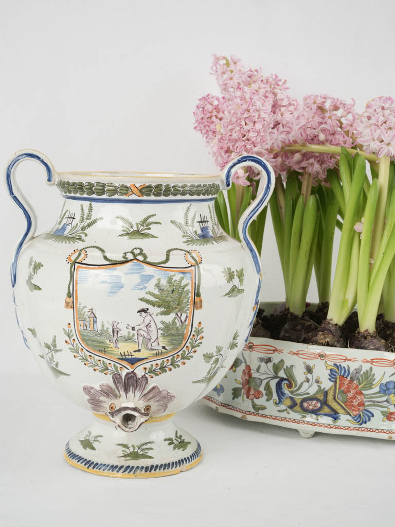 Colorfully glazed 18th-century French pottery piece