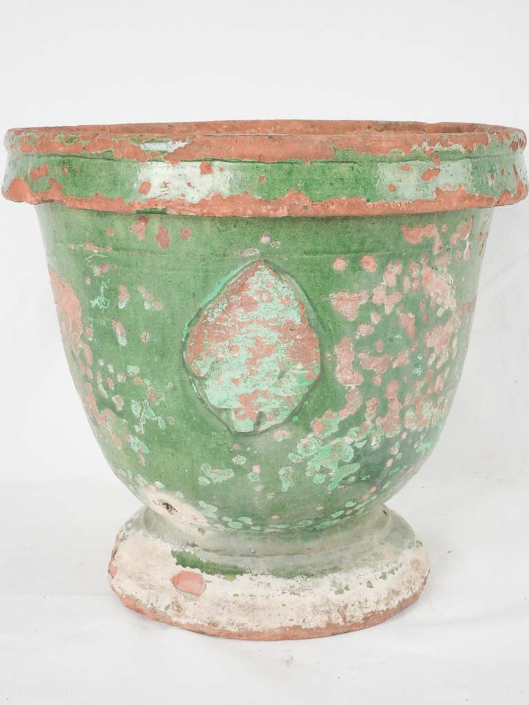 Small 18th century Anduze Planter w/ timeworn green patina 13"