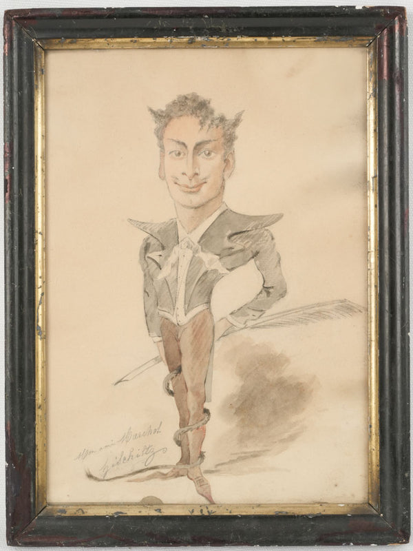 Intriguing 19th Century Satirical Caricature Drawing