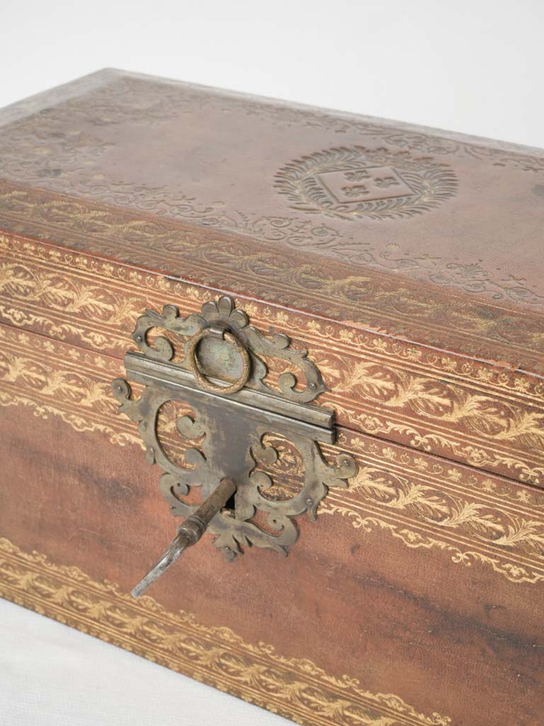 Ornate French embossed leather magical box