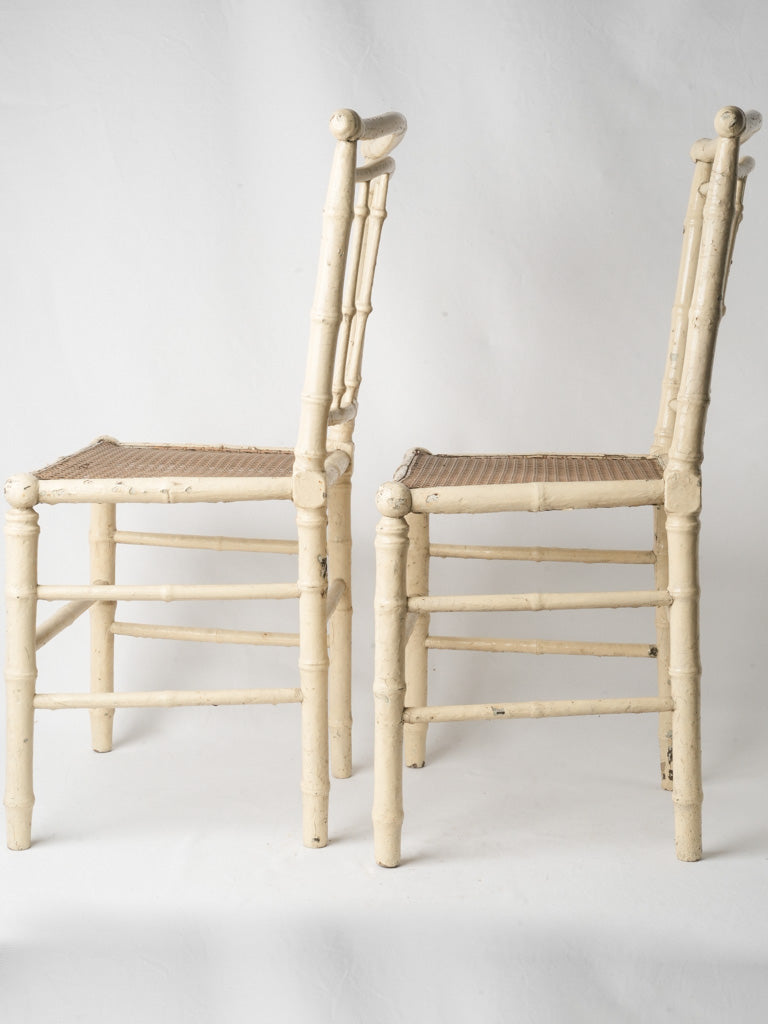 Turned wood bamboo-like chairs  