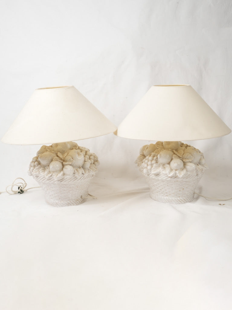 Mid-century white-glazed table lamps  