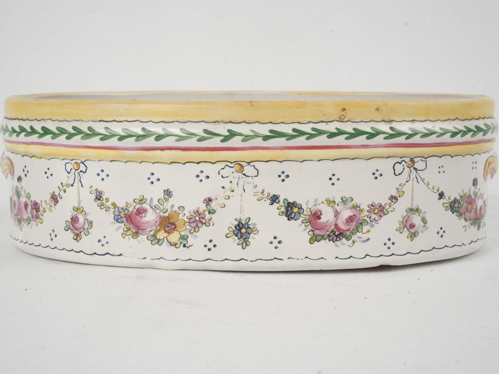 Decorative hand-painted floral glazed planter