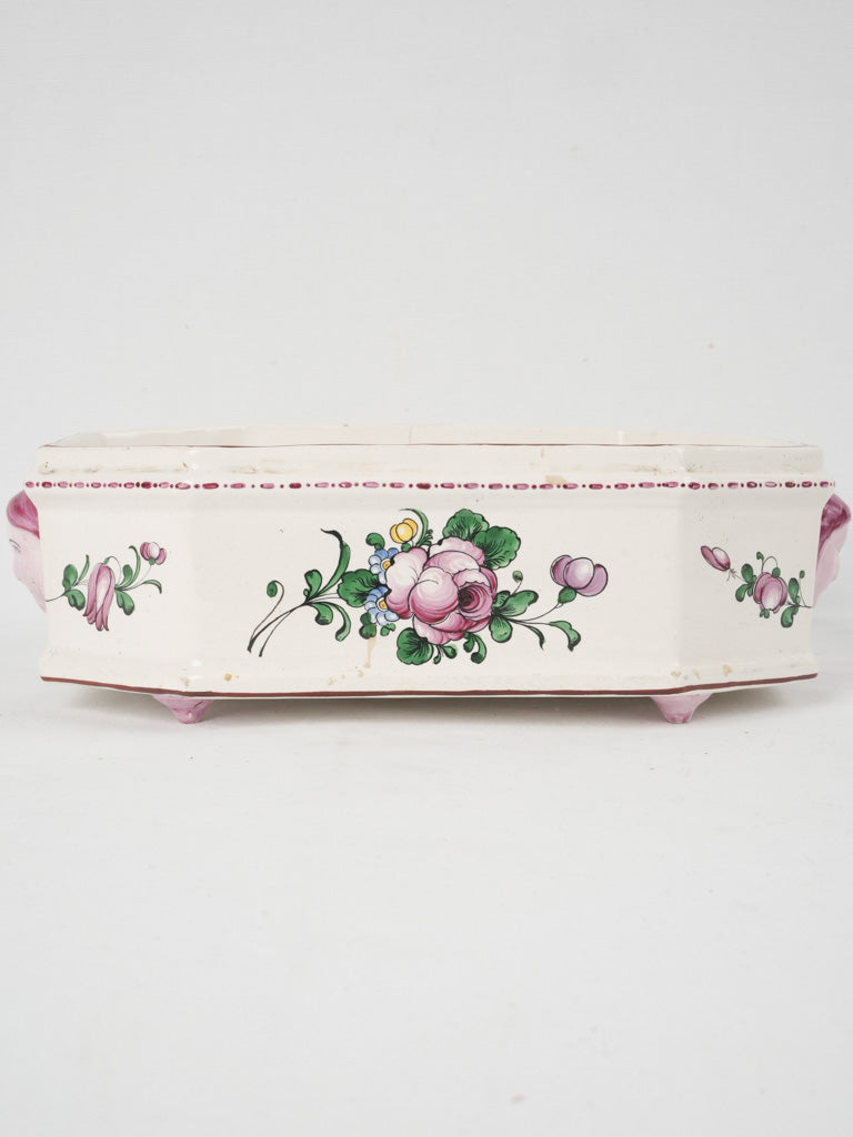 Delightful octagonal jardinière with pink glaze