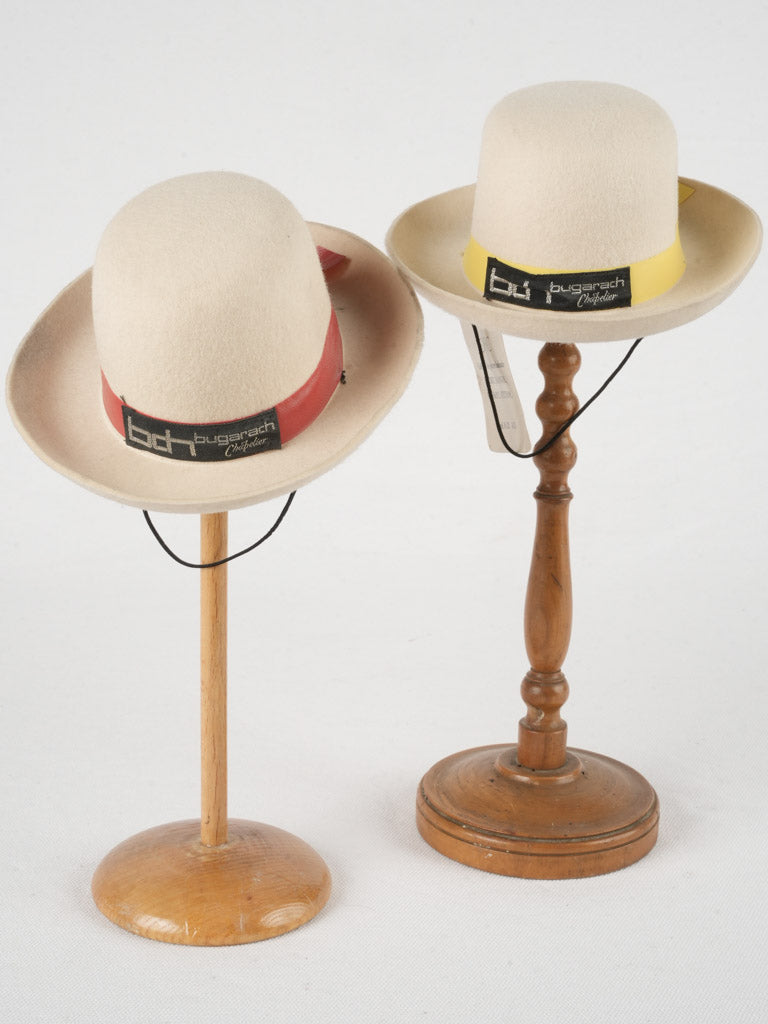 Collection of 2 miniature felt hats - milliner's samples