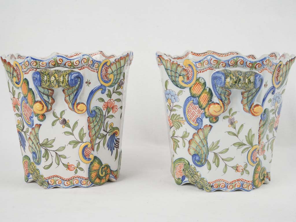 Charming twisted-handle 18th-century cachepot planters