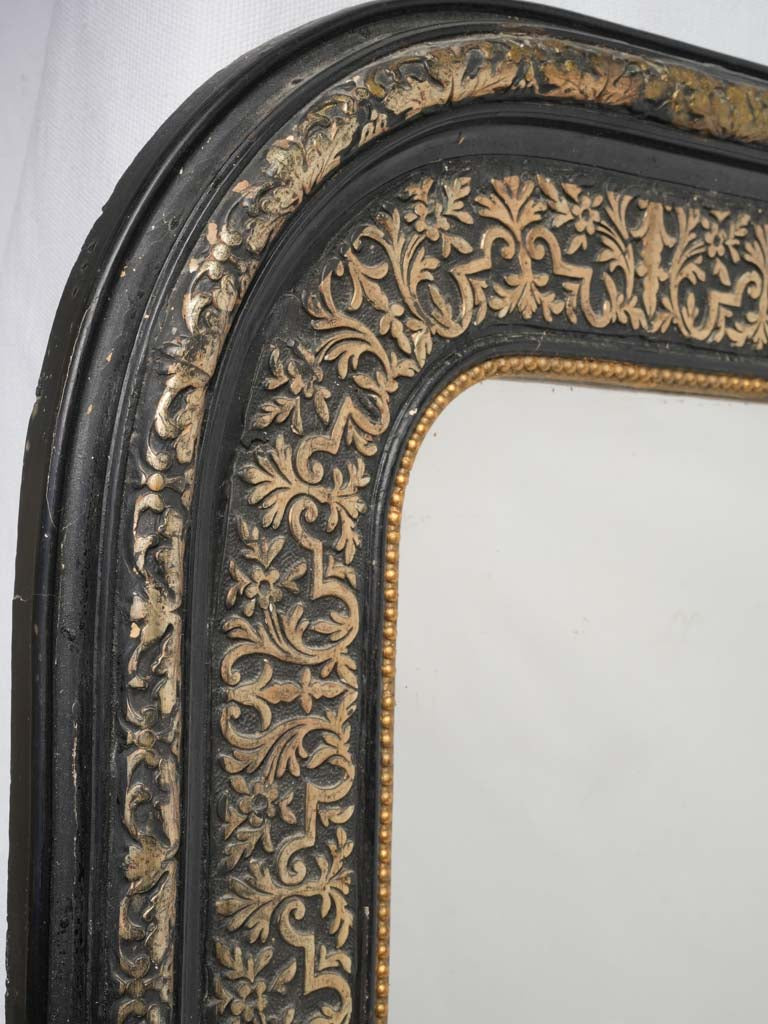 Elegant, blackened wood framed copper mirror