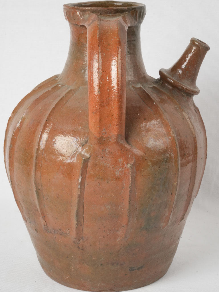 French ochre brown glazed oil pot