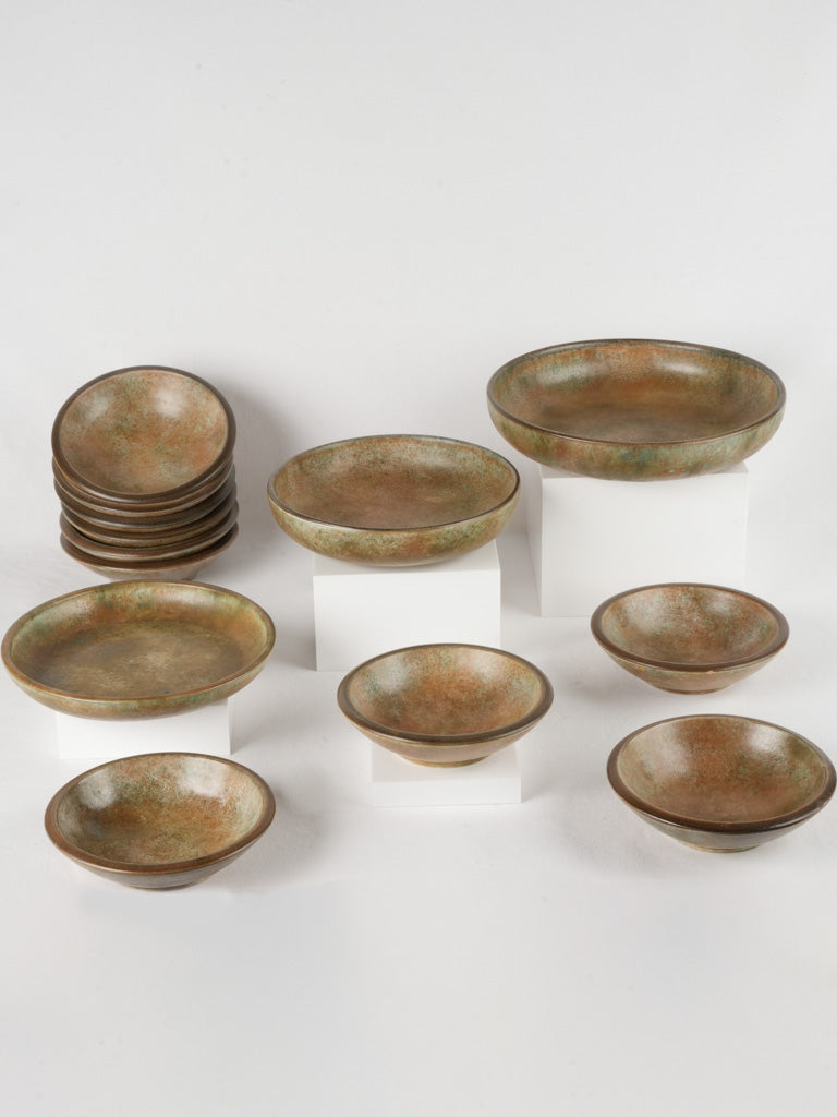 Vintage rustic earthenware bowls set  