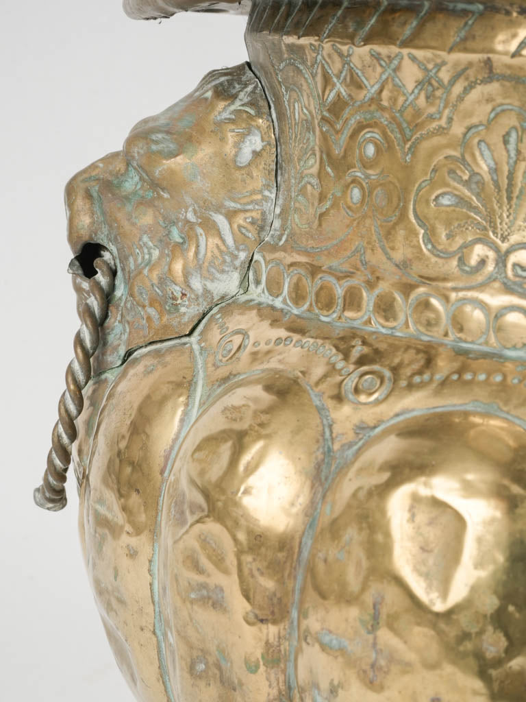 Elegant, lion accented brass planter