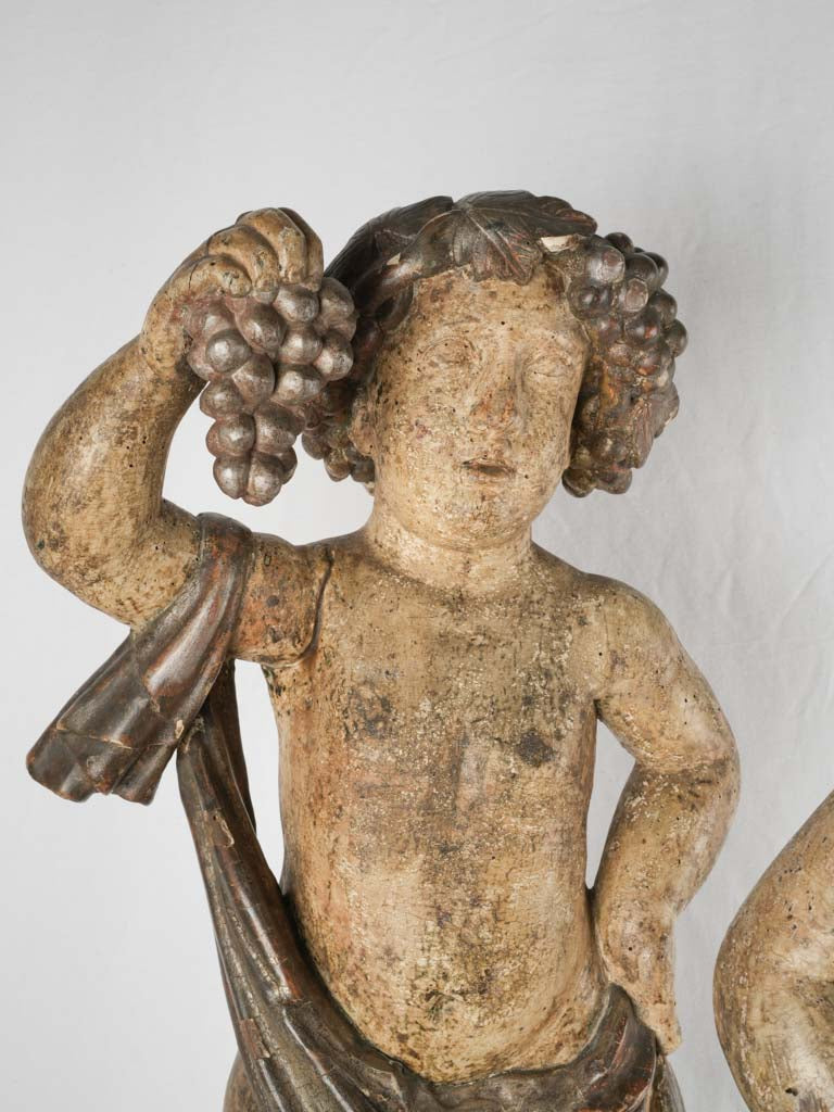 Italian, wood-based vintage cherub floor lamps