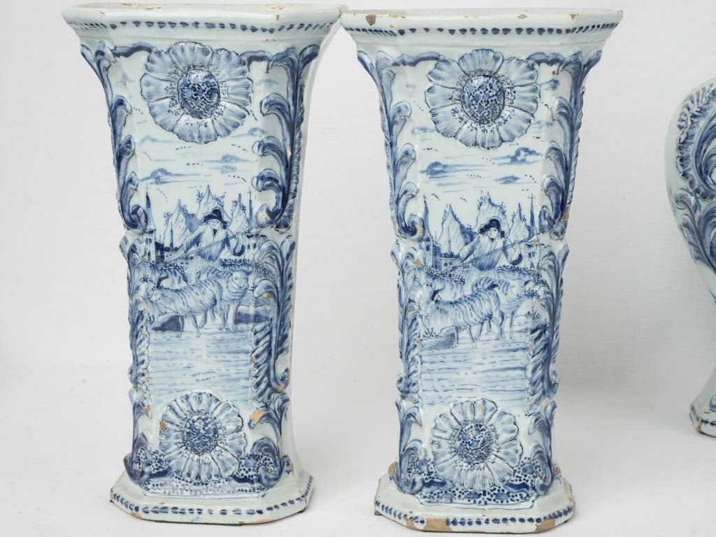 Charming Dutch ceramic garniture