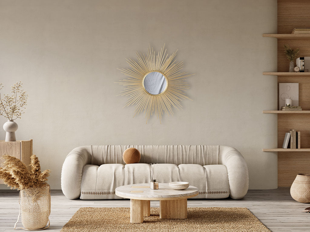 Unique slender tube sunburst mirror