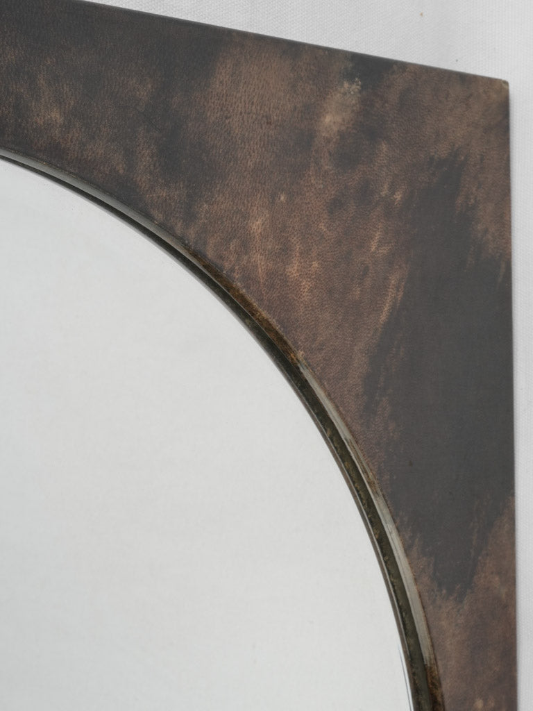 Elegant mid-century goat skin mirror