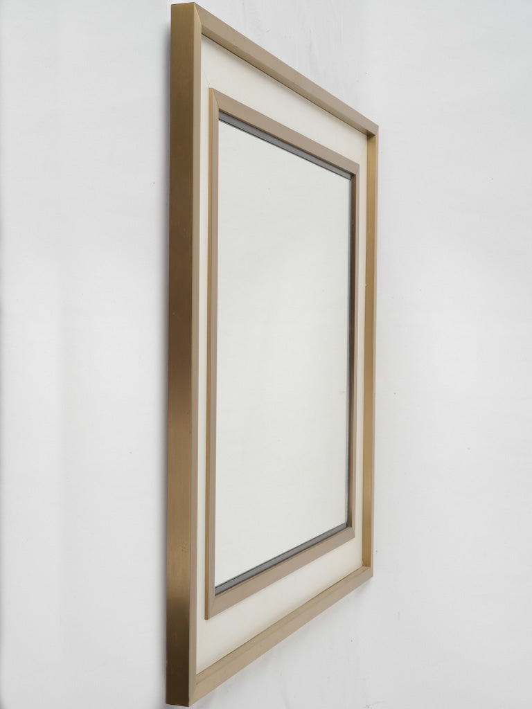 Classic white leatherette wall mirror