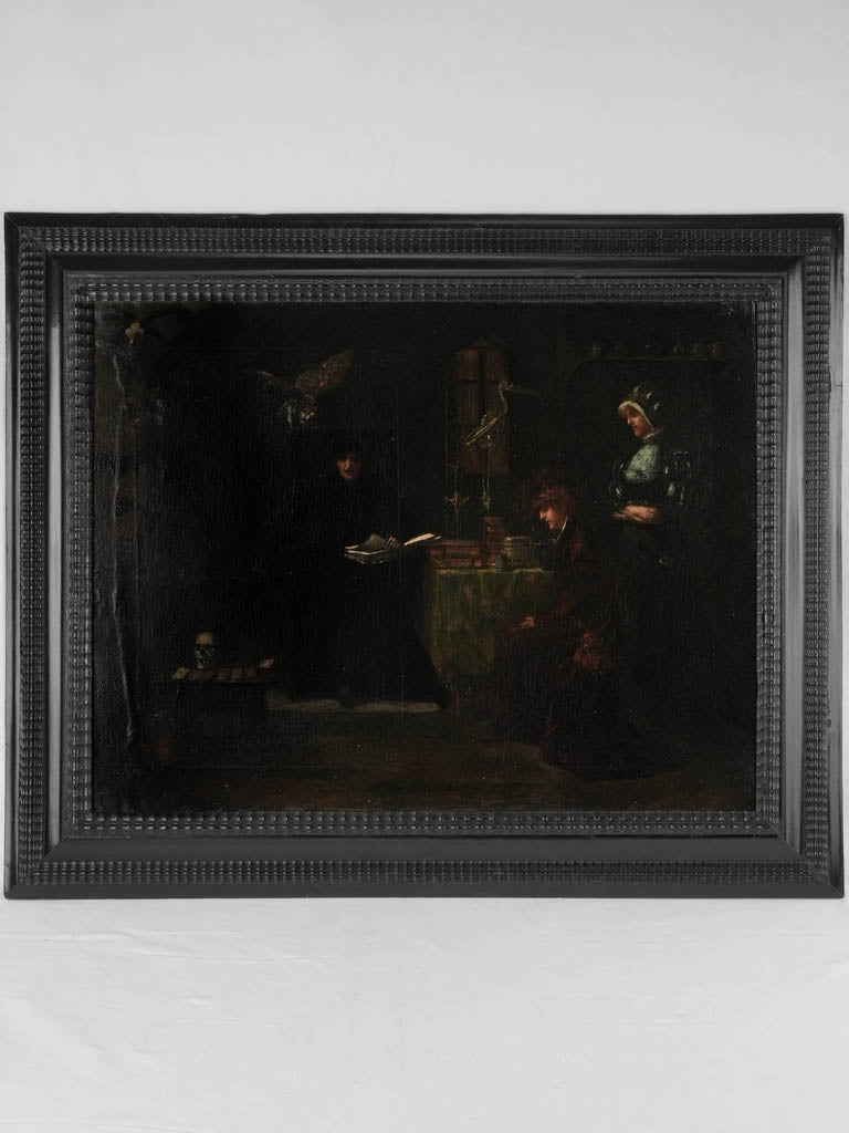 Antique Belgian oil painting, dark