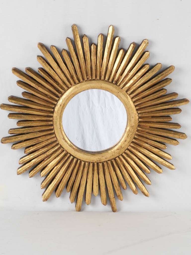 Vintage wooden sunburst mirror