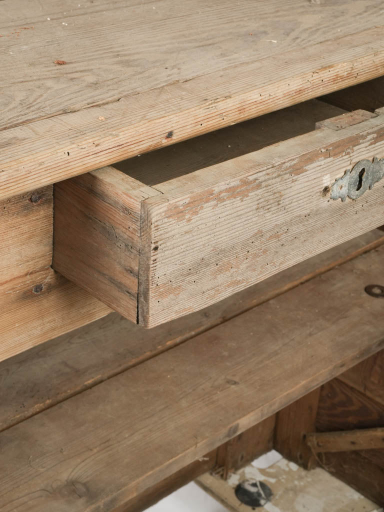 Robust aged wooden frame counter  