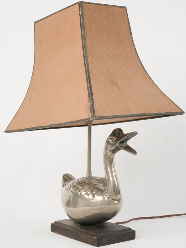 Vintage silvered bronze duck lamp