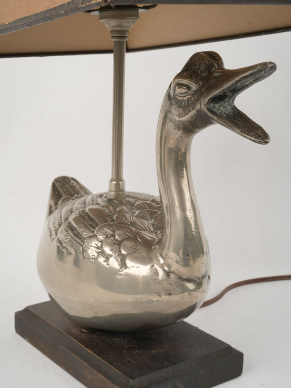 mid-century elegant silvered duck lamp