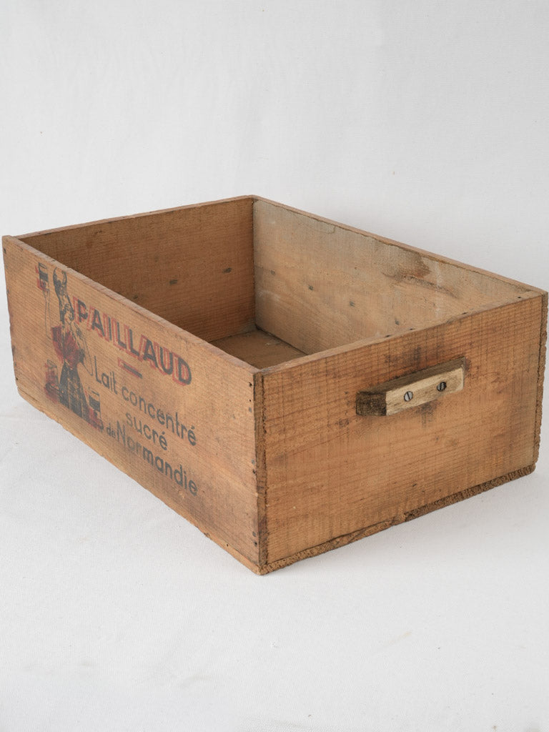 Vintage wooden brown Paillaud crate