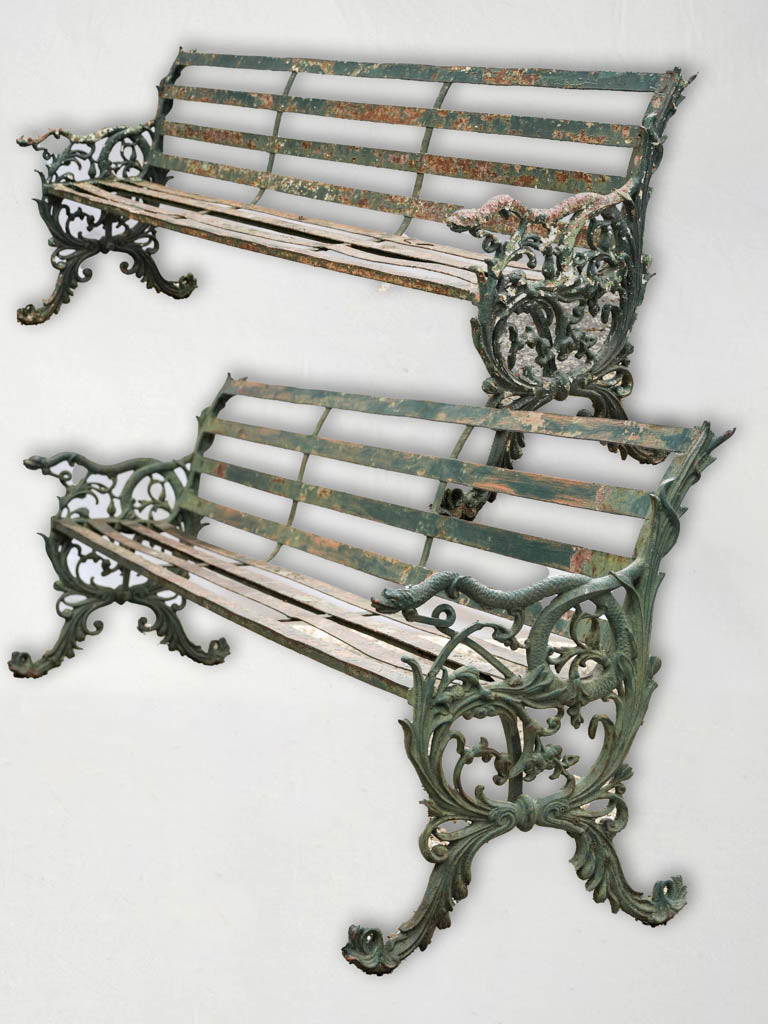 Antique Neoclassical garden bench  