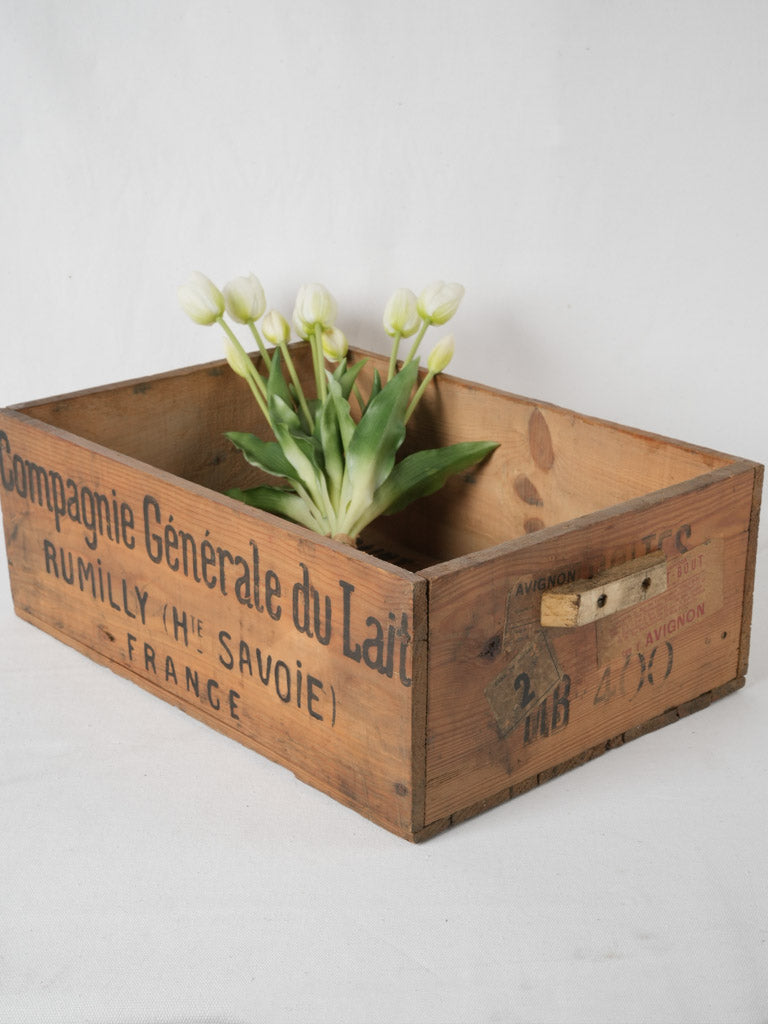 Weathered wooden dairy delivery box