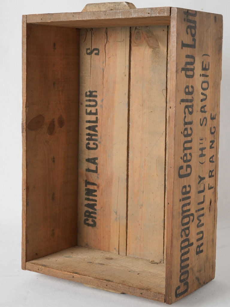 French wooden dairy storage crate